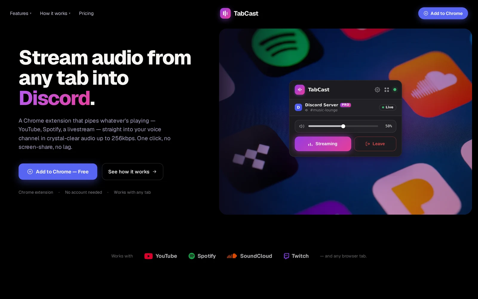 TabCast interface
